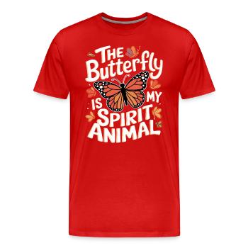 Schmetterling Le papillon est mon animal spirituel - T-shirt bio Premium Homme - rouge - Devant - Damien (186cm)