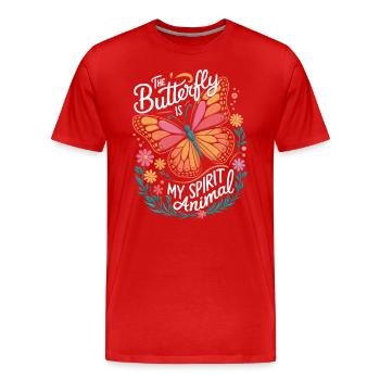 Schmetterling Le papillon est mon animal spirituel - T-shirt bio Premium Homme - rouge - Devant - Damien (186cm)