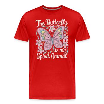 Schmetterling Le papillon est mon animal spirituel - T-shirt bio Premium Homme - rouge - Devant - Damien (186cm)