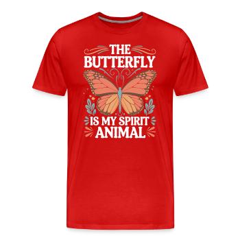 Schmetterling Le papillon est mon animal spirituel - T-shirt bio Premium Homme - rouge - Devant - Damien (186cm)