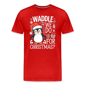 Le dandinement de Noël des pingouins que nous faisons pour Noël ? - T-shirt bio Premium Homme - rouge - Devant - Damien (186cm)