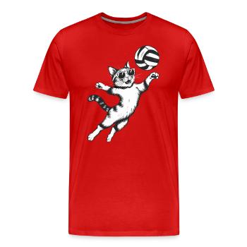 Chat avec des lunettes de soleil jouant au volley-ball - T-shirt bio Premium Homme - rouge - Devant - Damien (186cm)