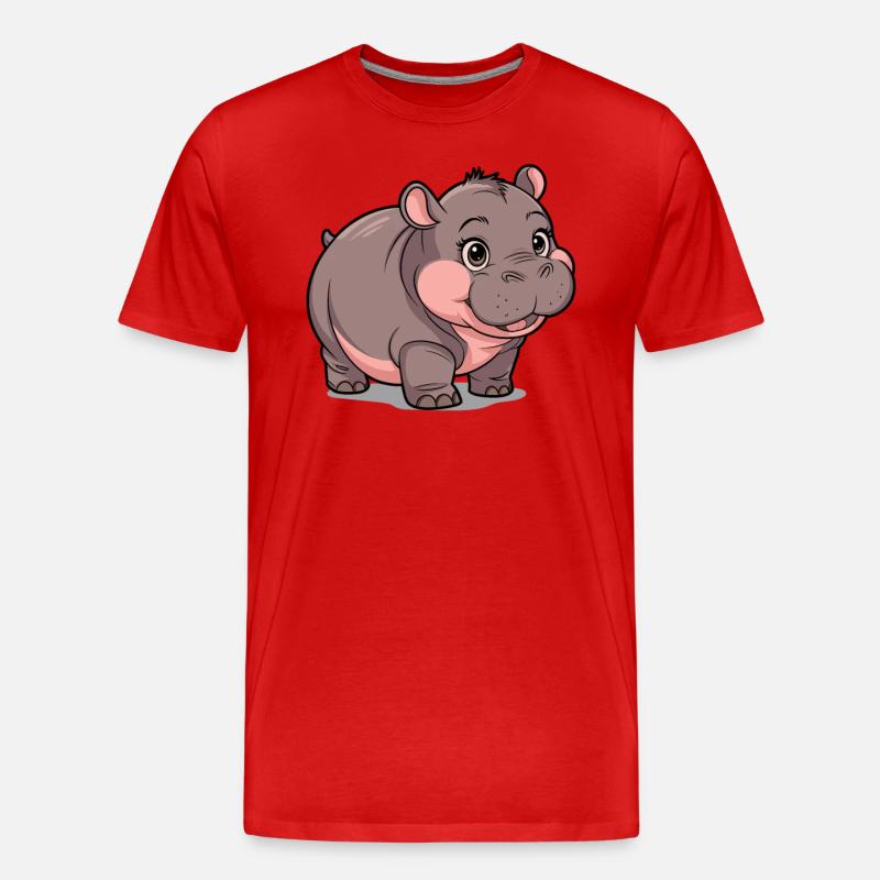 Moo Deng Nilpferd Hippo - Männer Premium Bio T-Shirt - Rot
