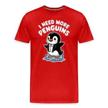 J’ai besoin de plus de pingouins drôle pingouin - T-shirt bio Premium Homme - rouge - Devant - Damien (186cm)