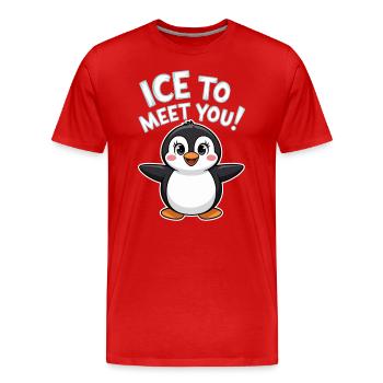 Jeu de mots pingouin mignon - T-shirt bio Premium Homme - rouge - Devant - Damien (186cm)
