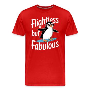 Flightless But Fabulous Pinguin Surfer - Männer Premium Bio T-Shirt - Rot - Vorne - Damien (186cm)