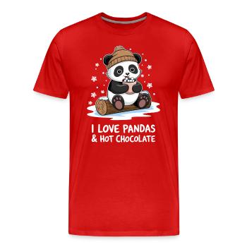 I love pandas and hot chocolate - Men's Premium Organic T-Shirt - red - Front - Damien (186cm)