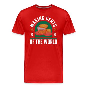 Make Cents of the World Humorous Coins Graphic - Men's Premium Organic T-Shirt - red - Front - Damien (186cm)