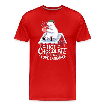 Hot chocolate is my love language Bear - Men's Premium Organic T-Shirt - red - Front - Damien (186cm)