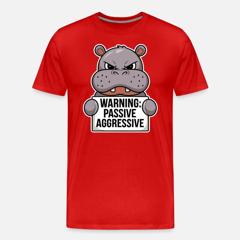 Warnung: Passiv Aggressiv Nilpferd - Männer Premium Bio T-Shirt - Rot