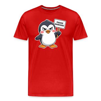 Pingouin passif agressif avec bouclier - T-shirt bio Premium Homme - rouge - Devant - Damien (186cm)