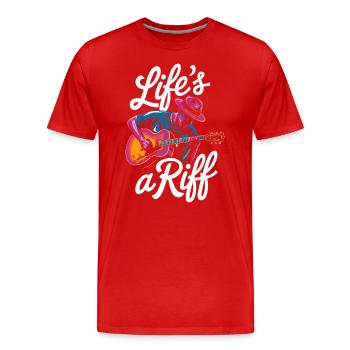 Jazz: Life's A Riff Mit Gitarre - Männer Premium Bio T-Shirt - Rot - Vorne - Damien (186cm)