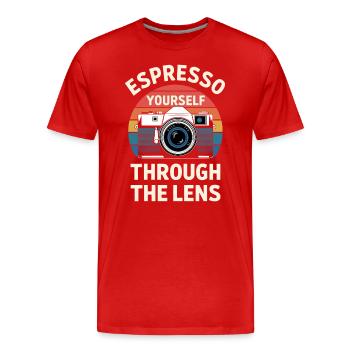 Espresso Yourself Photographer Through the Lens - Men's Premium Organic T-Shirt - red - Front - Damien (186cm)