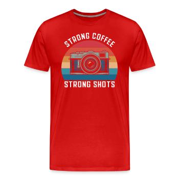 Photographe Café fort Prises de vue fortes Appareil photo - T-shirt bio Premium Homme - rouge - Devant - Damien (186cm)