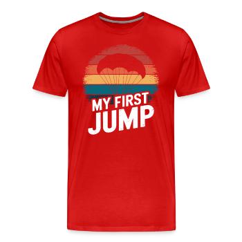 Mein Erster Sprung Fallschirmspringen - Männer Premium Bio T-Shirt - Rot - Vorne - Damien (186cm)