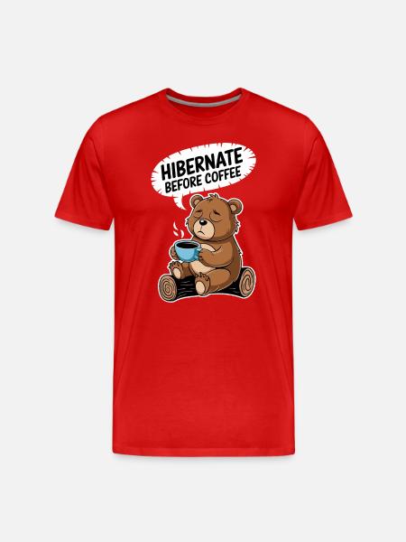 Gemütlicher Bär Vor Kaffeezeit - Männer Premium Bio T-Shirt - Rot