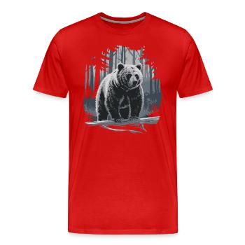 Impressionnant ours dans la forêt motif de la nature - T-shirt bio Premium Homme - rouge - Devant - Damien (186cm)