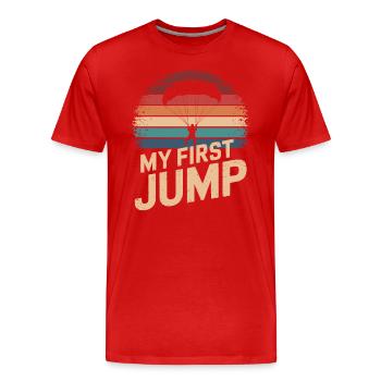 Mein Erster Sprung Fallschirmspringen Abenteuer - Männer Premium Bio T-Shirt - Rot - Vorne - Damien (186cm)