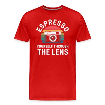 Déplier à travers l’objectif Photographe - T-shirt bio Premium Homme - rouge - Devant - Damien (186cm)