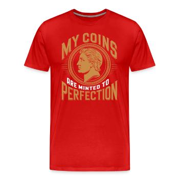 Mes pièces sont parfaitement frappées - T-shirt bio Premium Homme - rouge - Devant - Damien (186cm)