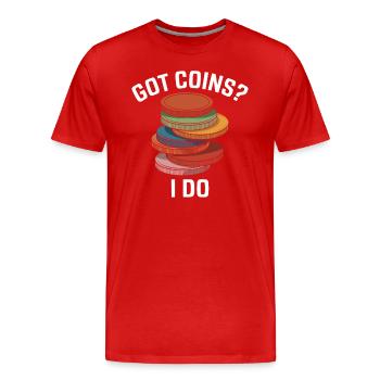 Numismatique : vous avez des pièces de monnaie ? - T-shirt bio Premium Homme - rouge - Devant - Damien (186cm)