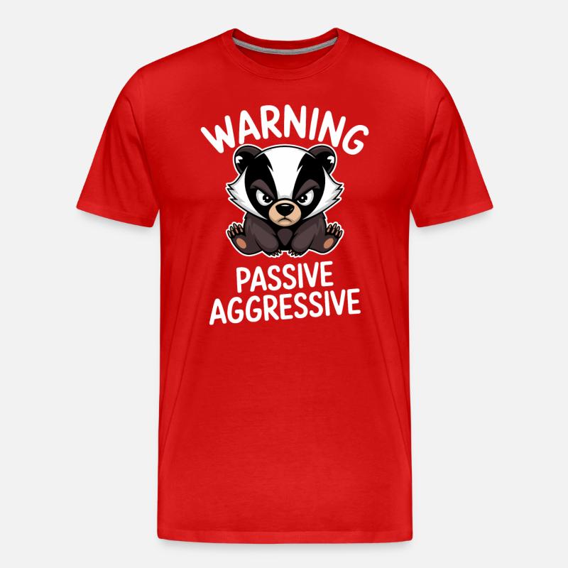 Warning Passive Aggressive Badger - Men's Premium Organic T-Shirt - red