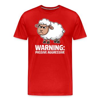 Attention : Mouton passif-agressif - T-shirt bio Premium Homme - rouge - Devant - Damien (186cm)