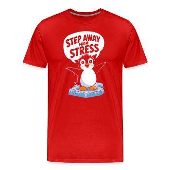 Le pingouin s’éloigne du stress - T-shirt bio Premium Homme - rouge - Devant - Damien (186cm)