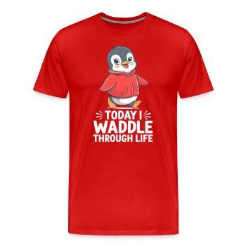 Aujourd’hui, je me dandine dans la vie - T-shirt bio Premium Homme - rouge - Devant - Damien (186cm)