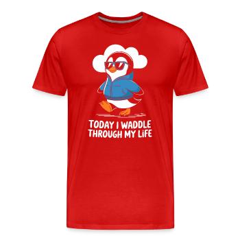 Aujourd’hui, je me dandine dans ma vie - T-shirt bio Premium Homme - rouge - Devant - Damien (186cm)