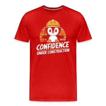 Vertrauen Im Bau Pinguin Helm Baustelle - Männer Premium Bio T-Shirt - Rot - Vorne - Damien (186cm)