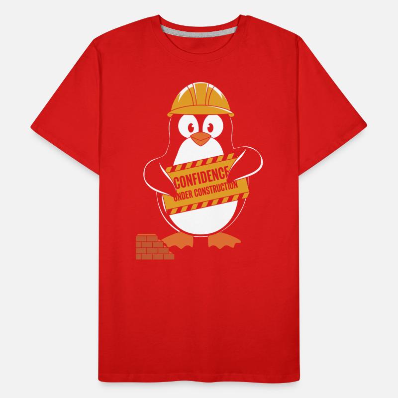 Confiance en soi dans la construction pingouin casque de construction T-shirt bio Premium Homme