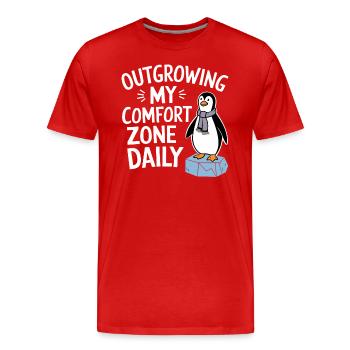 Meine Komfortzone Täglich Verlassen - Männer Premium Bio T-Shirt - Rot - Vorne - Damien (186cm)