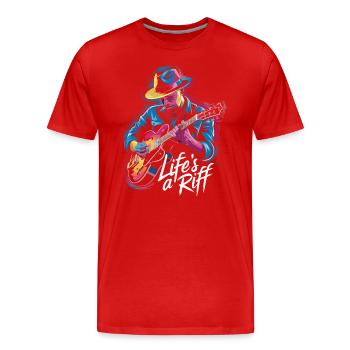Jazz: Das Leben ist ein Riff - Männer Premium Bio T-Shirt - Rot - Vorne - Damien (186cm)