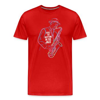 Feel the rhythm, be the jazz - Men's Premium Organic T-Shirt - red - Front - Damien (186cm)