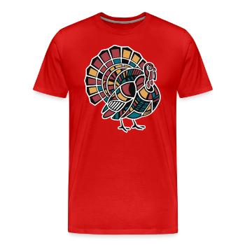 Géométrique Animaux de la Ferme Graphique Turquie - T-shirt bio Premium Homme - rouge - Devant - Damien (186cm)