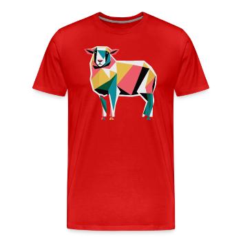 Mouton graphique graphique d’animal de ferme géométrique coloré - T-shirt bio Premium Homme - rouge - Devant - Damien (186cm)