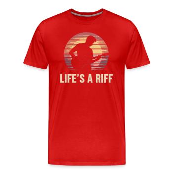 Gitarrenspieler Silhouette Life's A Riff - Männer Premium Bio T-Shirt - Rot - Vorne - Damien (186cm)