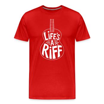 Gitarrenspieler: Life's A Riff - Männer Premium Bio T-Shirt - Rot - Vorne - Damien (186cm)