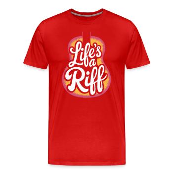 Gitarrenspieler: Life's A Riff - Männer Premium Bio T-Shirt - Rot - Vorne - Damien (186cm)