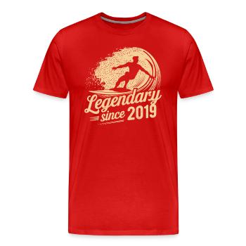 Légendaire depuis 2019 Anniversaire Surfeur - T-shirt bio Premium Homme - rouge - Devant - Damien (186cm)