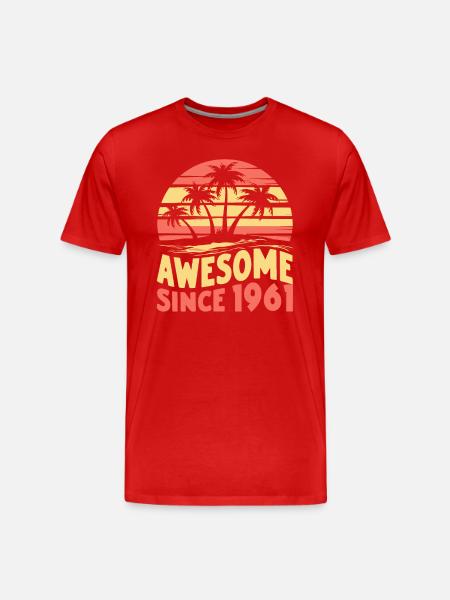 Awesome Since 1961 Birthday - Men's Premium Organic T-Shirt - red