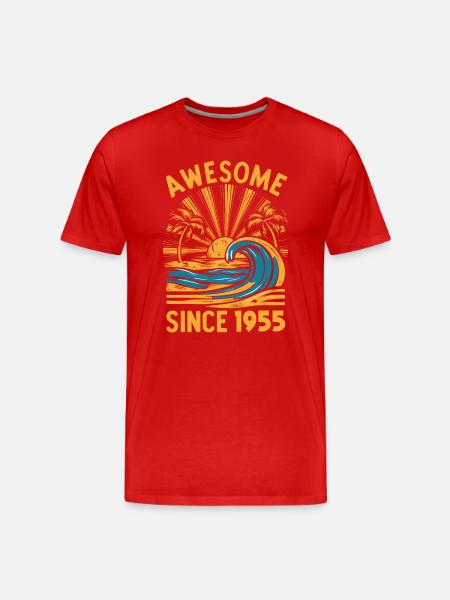 Awesome Since 1955 Birthday Beach - Men's Premium Organic T-Shirt - red