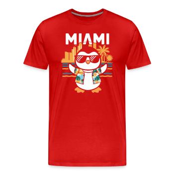 Pingouin de Miami avec lunettes de soleil - T-shirt bio Premium Homme - rouge - Devant - Damien (186cm)