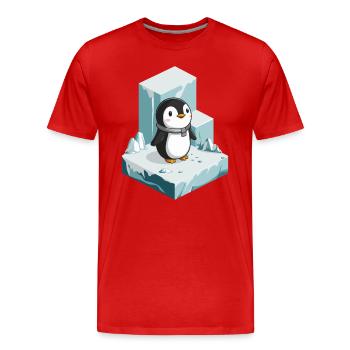 Niedlicher Pinguin Auf Eisberg Illustration - Männer Premium Bio T-Shirt - Rot - Vorne - Damien (186cm)