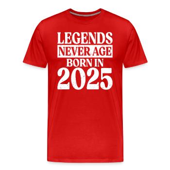 Legends Never Grow Old Birthday 2025 - Men's Premium Organic T-Shirt - red - Front - Damien (186cm)