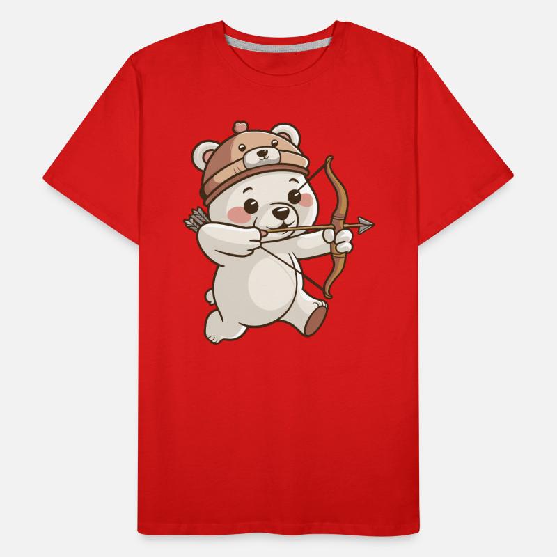 Ours mignon avec arc et flèche T-shirt bio Premium Homme