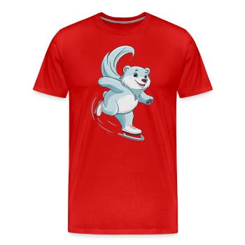 Eisbahn Eisbär Schlittschuhfahren - Männer Premium Bio T-Shirt - Rot - Vorne - Damien (186cm)