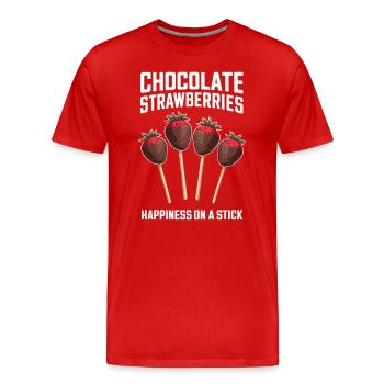 Chocolate Strawberries Happiness on a Stick - Men's Premium Organic T-Shirt - red - Front - Damien (186cm)