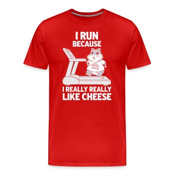 Ich Laufe Weil Ich Käse Wirklich Wirklich Mag - Männer Premium Bio T-Shirt - Rot - Vorne - Damien (186cm)